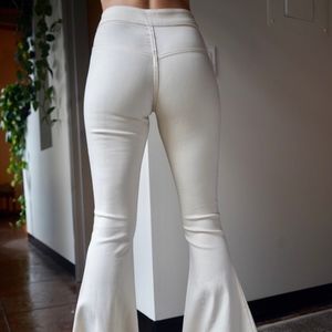 Cream High Rise Bell Bottom Pants